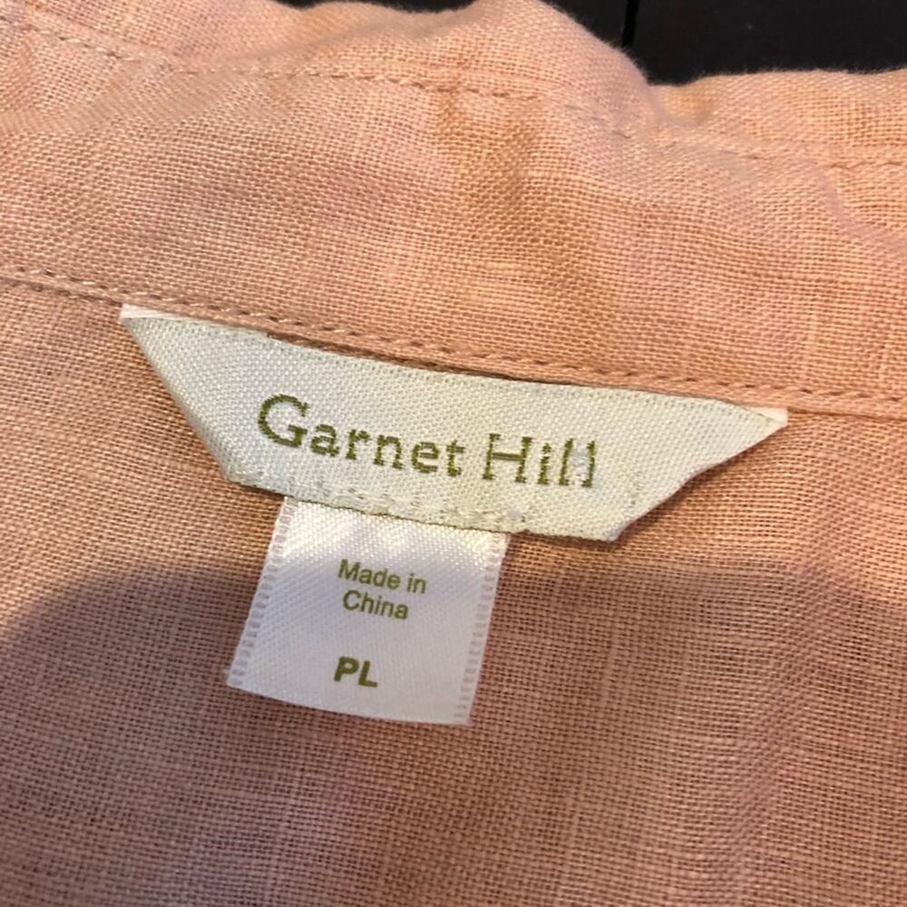 Garnet Hill light orange linen button down tunic top size Petite Large PL - Picture 7 of 14